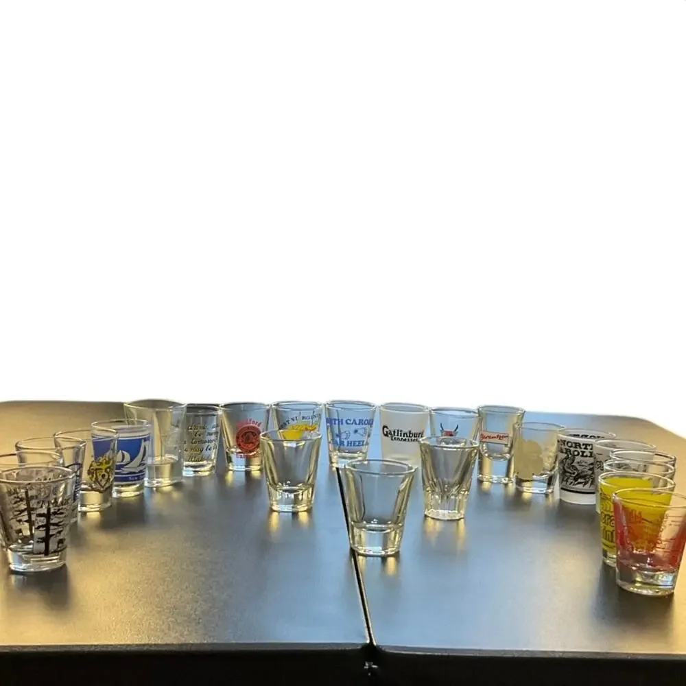 Lot of 23 Assorted Shot Glasses Souvenir Beer Barware Collection